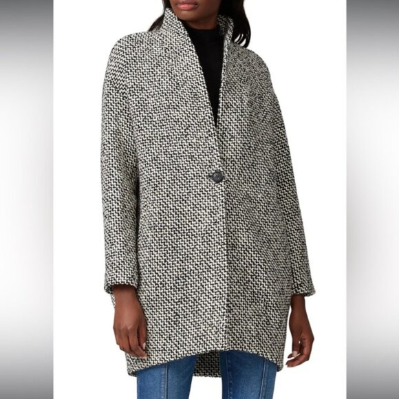 BlankNYC Black & White Tweed Heavy Warm Fully Lined Car Coat sz XS - Picture 4 of 4